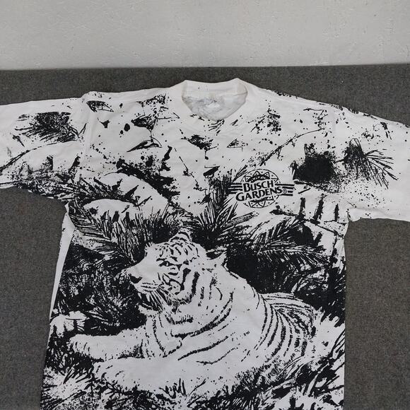 Vintage Busch Gardens Tiger All Over Print T Shirt One Size (XL) Single Stitch - Picture 2 of 7